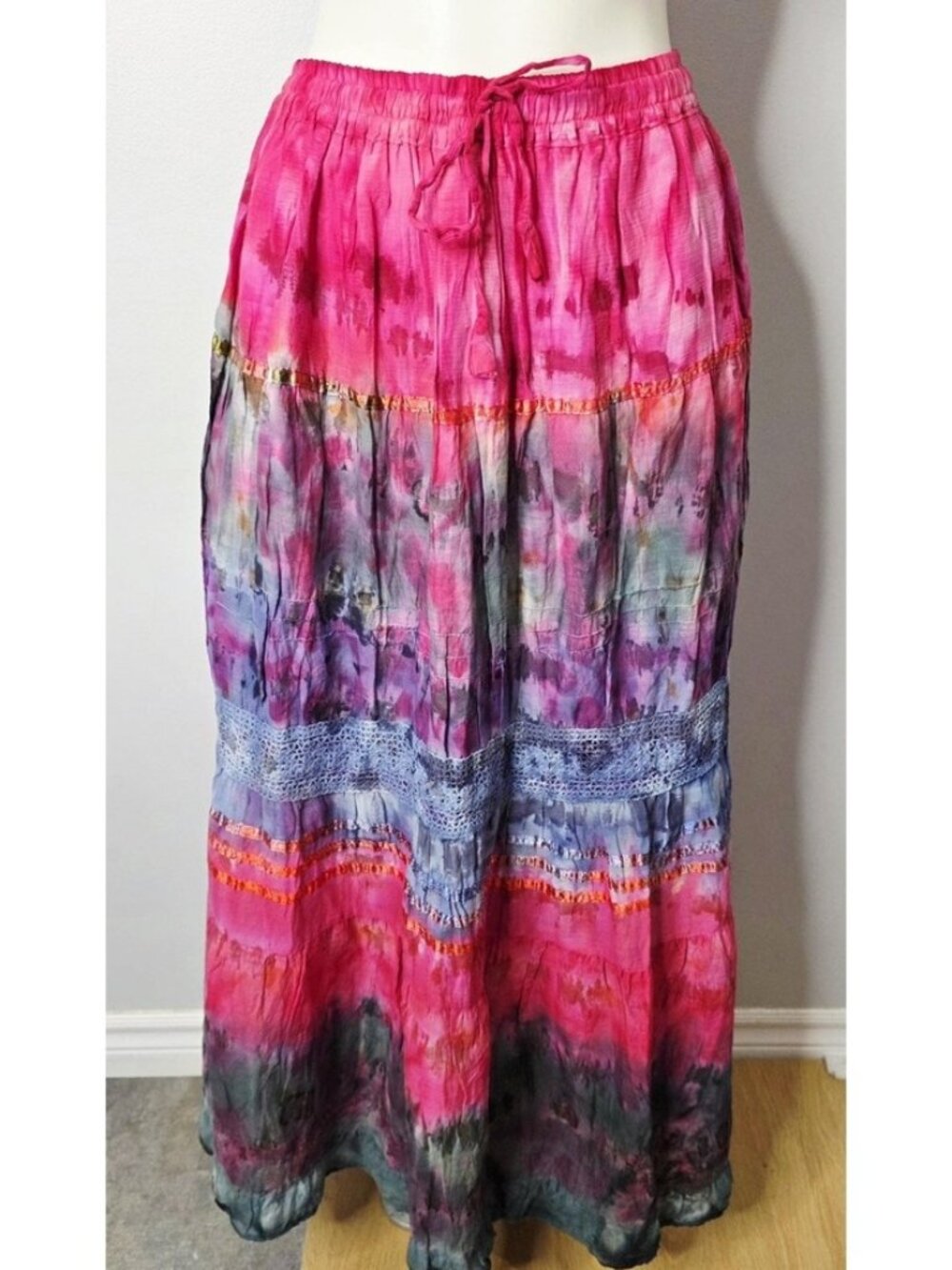 Vintage 1970s Indian Cotton Skirt, Patchwork, Maxi Skirt, Wrap Skirt